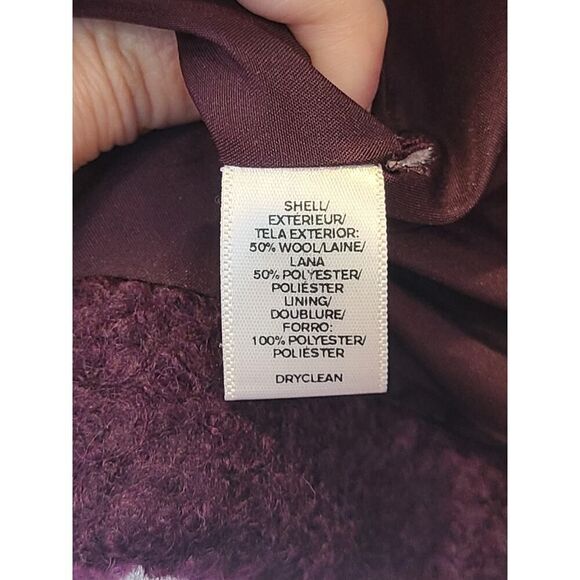 LOFT Wool Blend Funnel Neck Peacoat Women's Purple/ Eggplant Jacket | S EUC - Picture 16 of 16